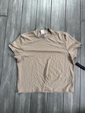 No Boundaries Ribbed Mock Neck Tee - Taupe